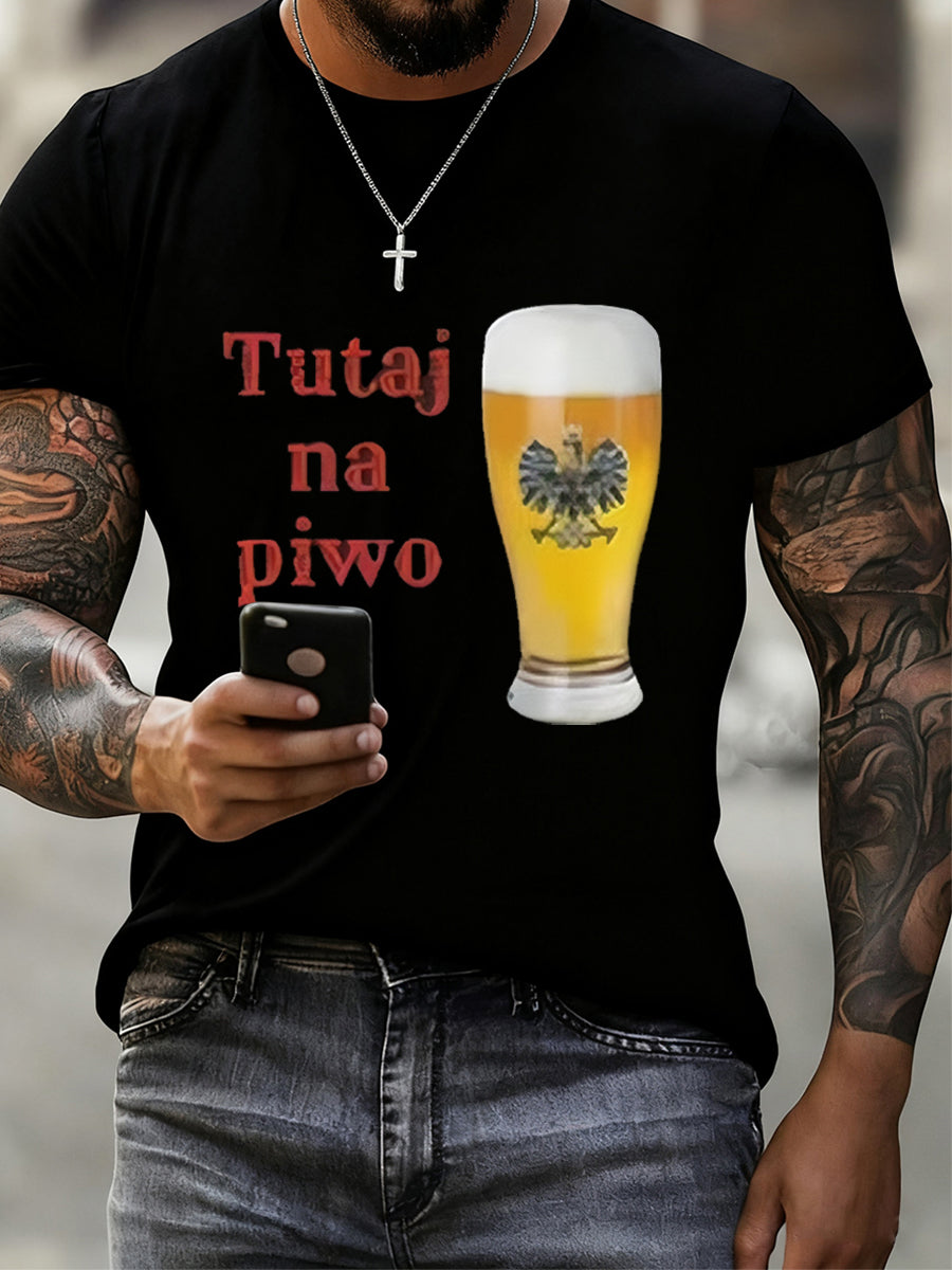 Pánské vintage móda příležitostné posádky krku krátký rukáv