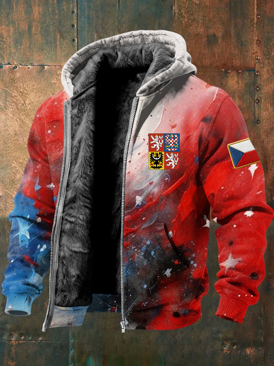 Retro abstraktní vlajka graffiti emblem casual fleecelined hoodie