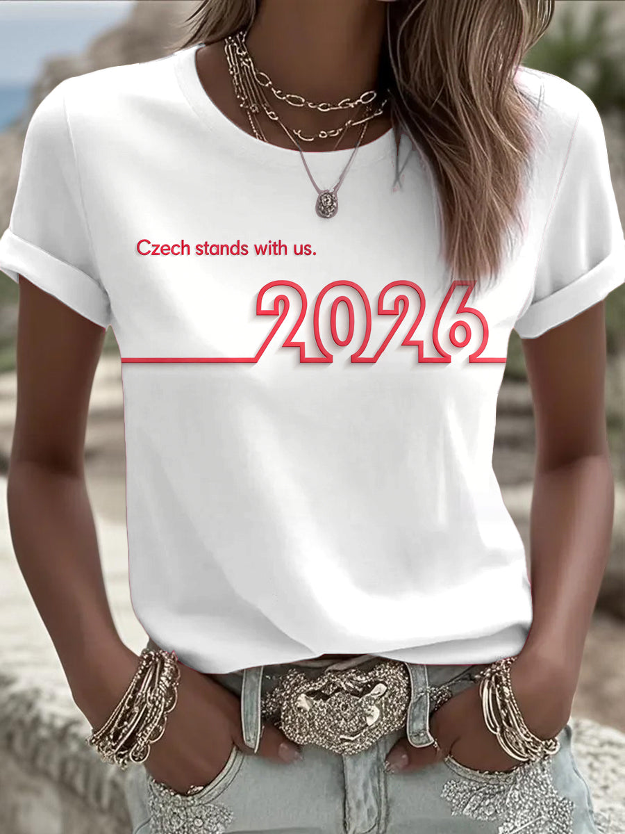 Dámské tshirt s krátkými rukávy červená "česká republika s" 2026 design"