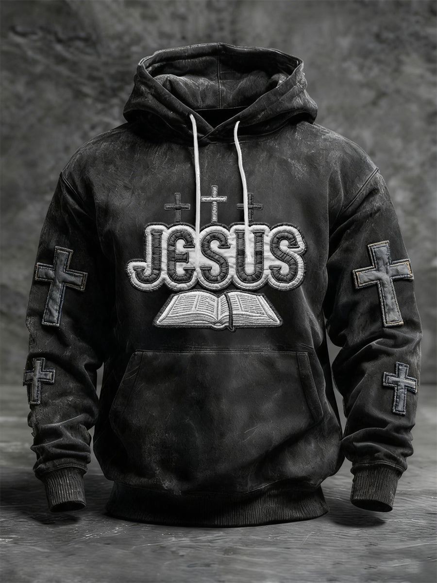 Retro jesus bible casual hoodie
