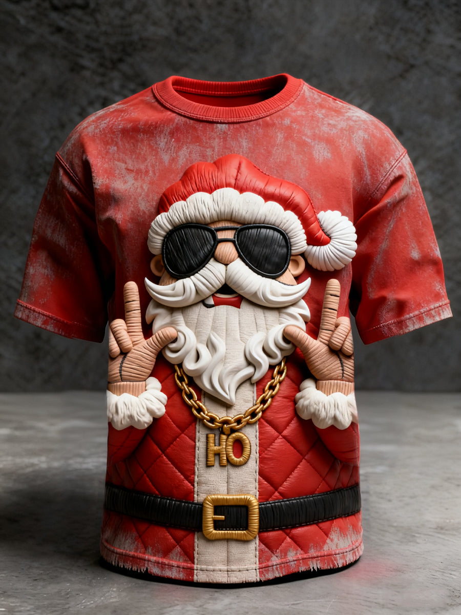 Rockin santa christmas fun casual tshirt
