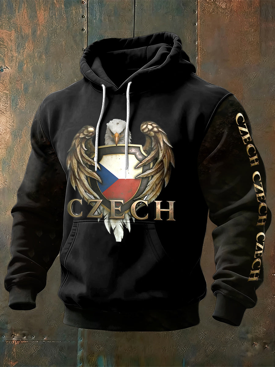 Men black eagle flag print sweatshirt