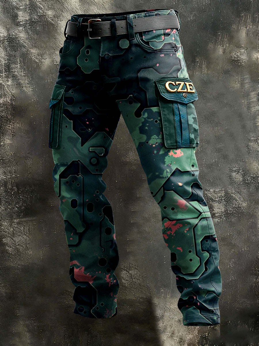 Pánské české cze kamufláže patchwork print kalhoty