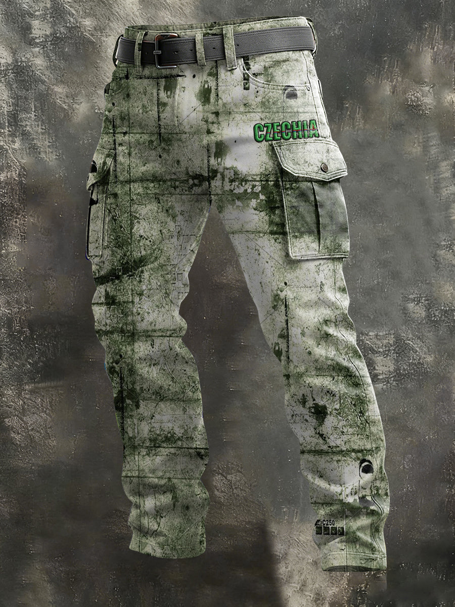 Men tactical green camo "czechia" cargo pants