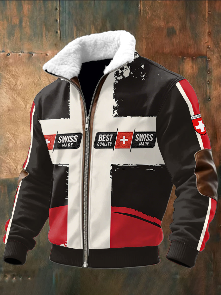 Herren-Patchwork jacke mit Logo-Print
