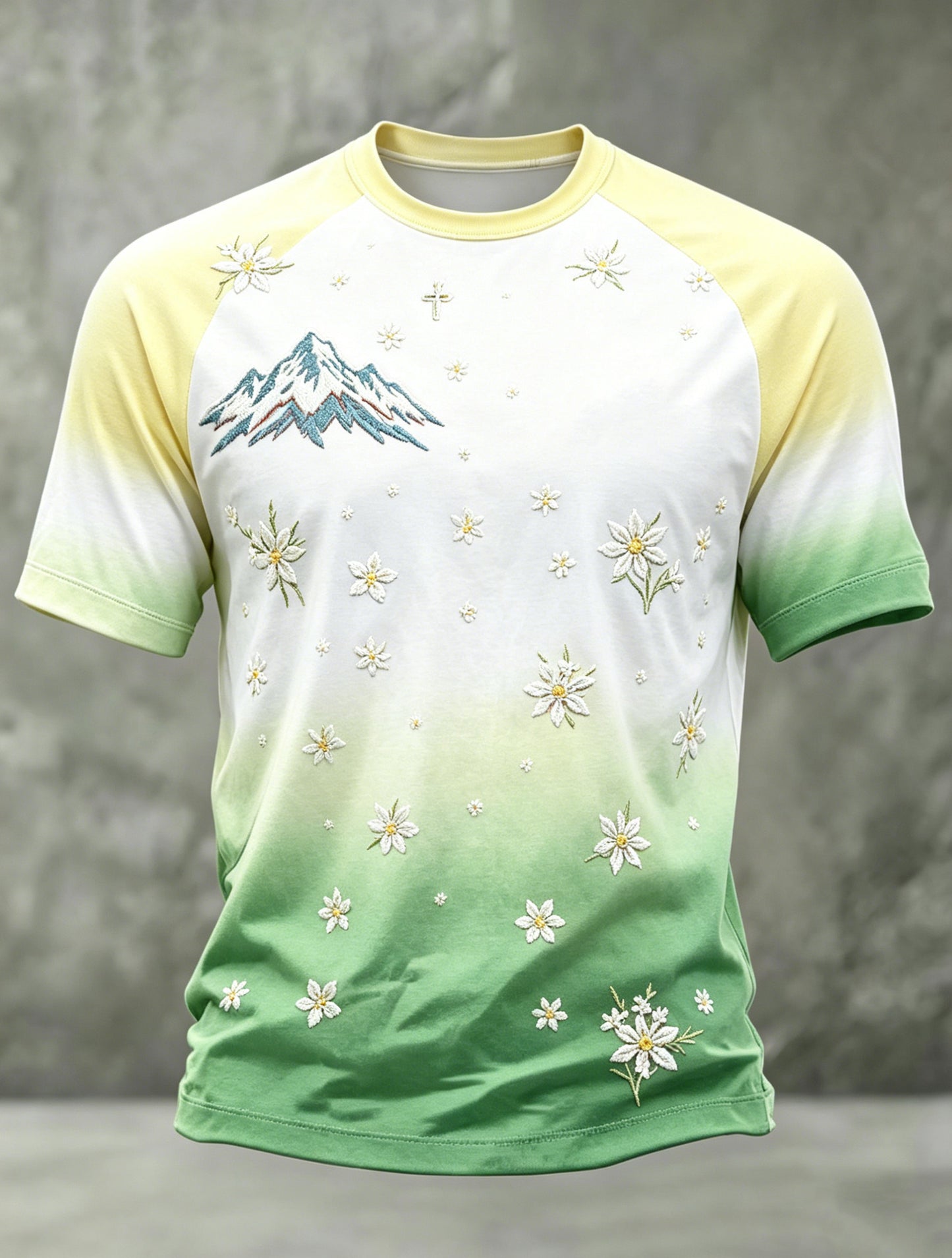 Männer Schweizer Alpen Kunstdruck Kurzarm T-Shirt