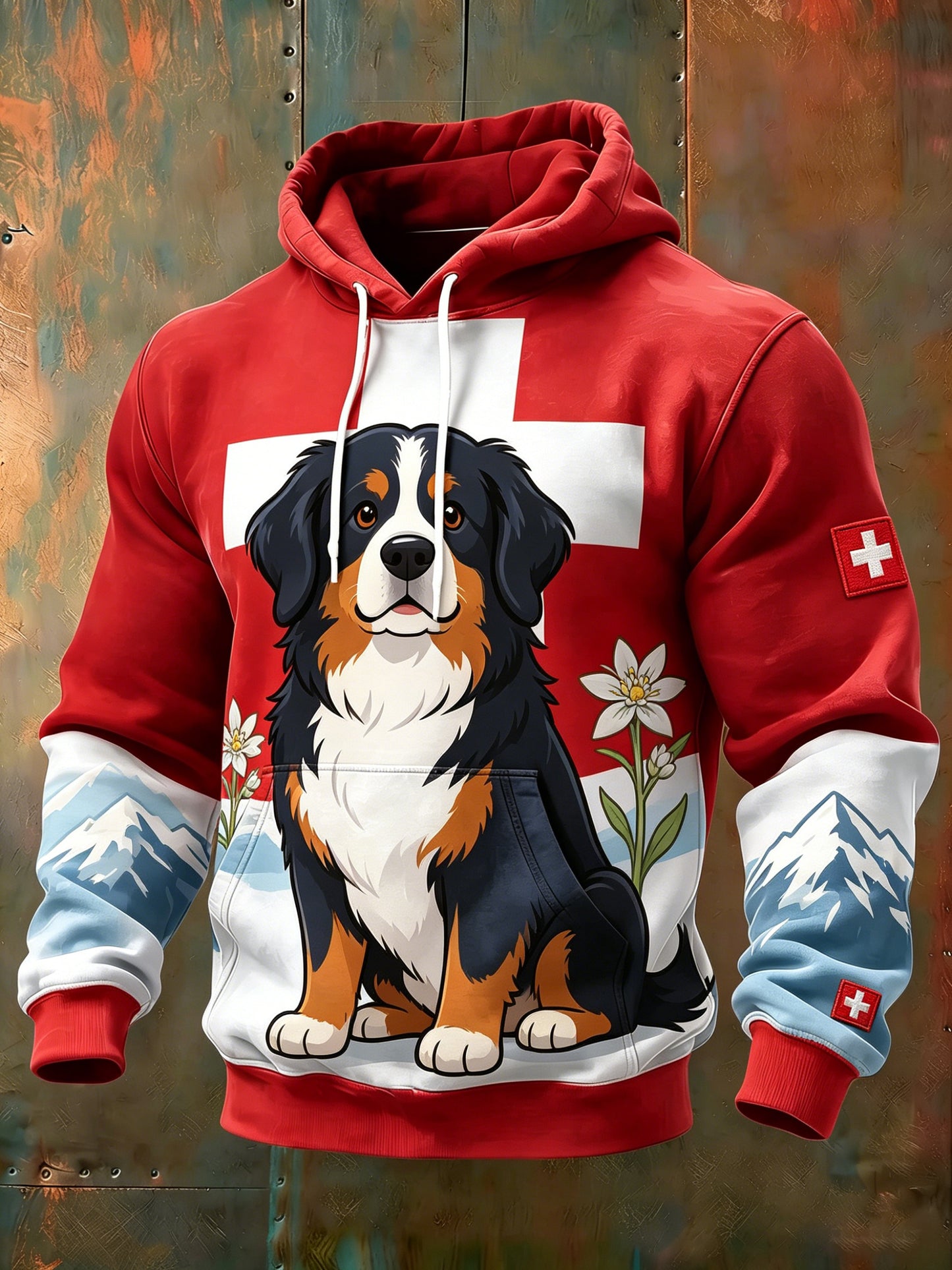 Herren-Sweatshirt mit langen Ärmeln und Tiermuster