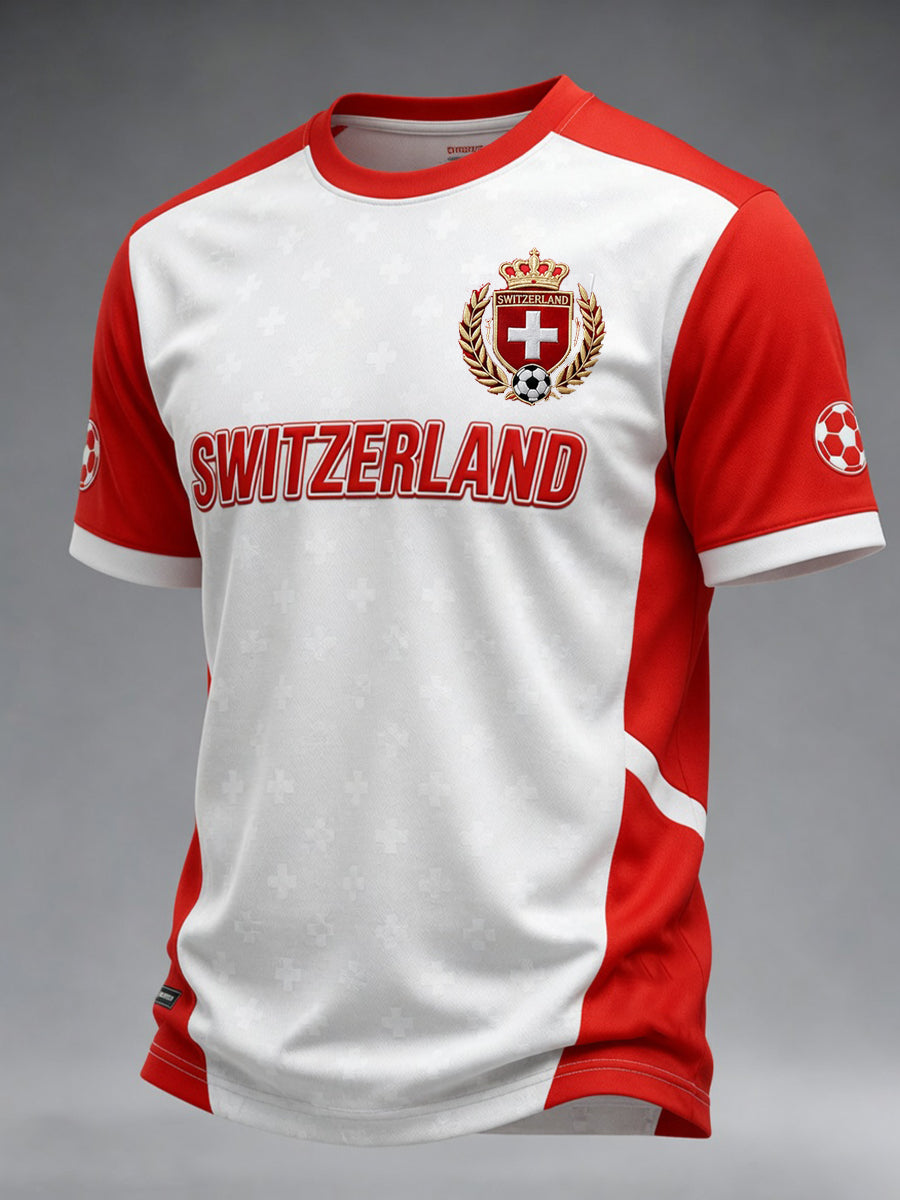 Herren-T-Shirt mit Fußballmotiv-Print