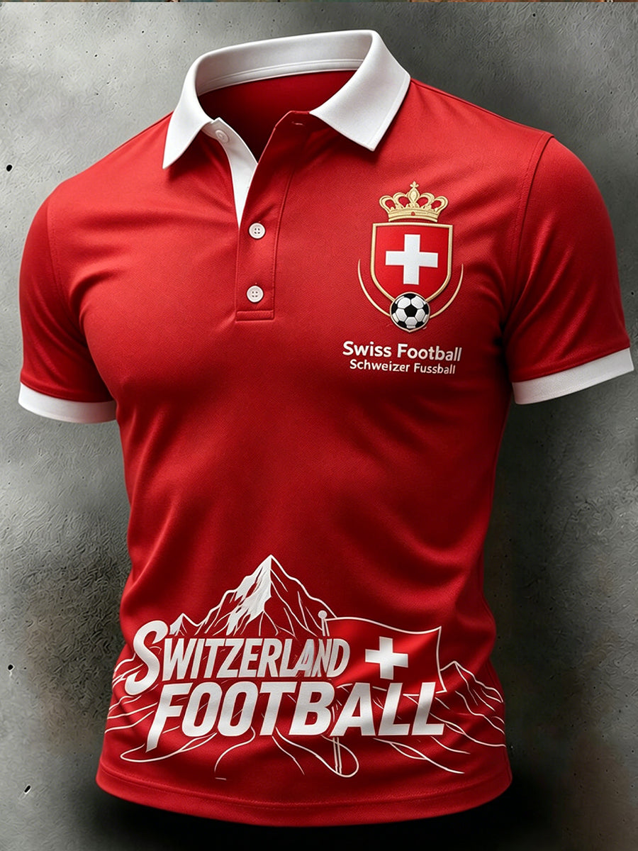 Herren-Schweizer-Fußballfan-Kunstdruck-Lässiges-Trikot