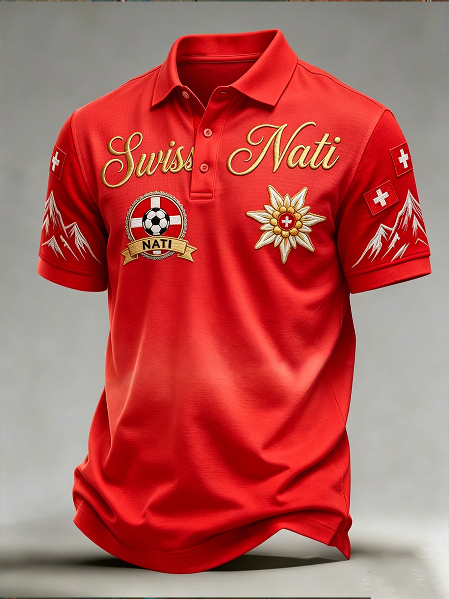 Herren-Schweizer-Fußballfan-Kunstdruck-Lässiges-Trikot