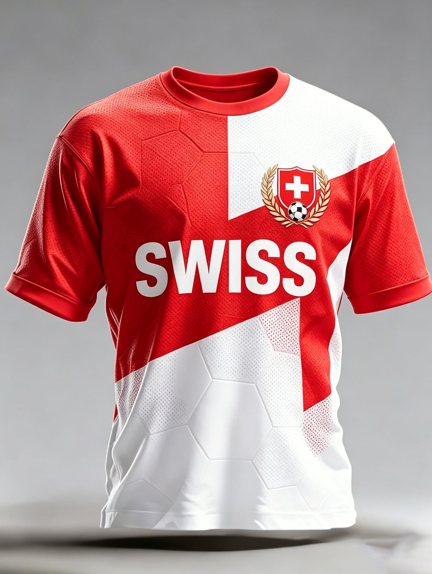 Herren-Swiss-Fußballspiel-Kunstdruck-T-Shirt