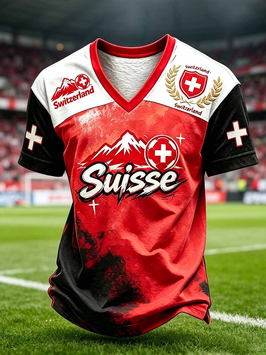 Herren-Freizeit-T-Shirt mit Schweizer Fußballliga-Print