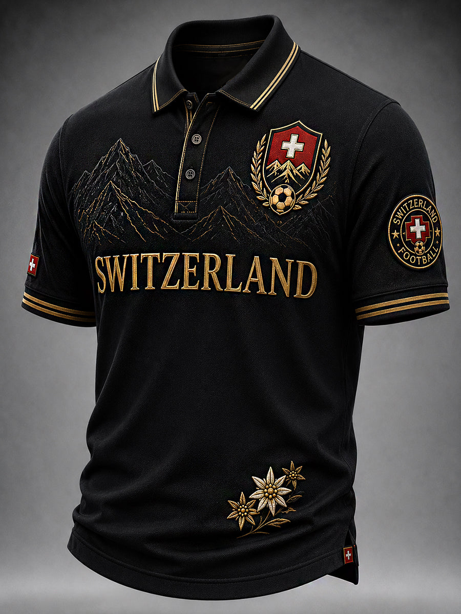 Retro-Schweizer Fußball-Fan‑Art‑Print lässiges Trikot