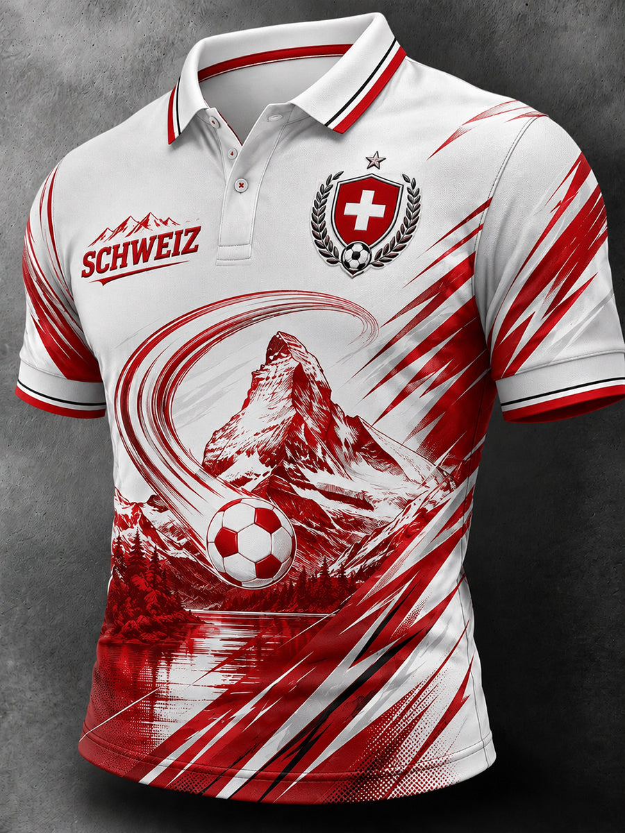 Herren-Vintage-Schweizer Kunstdruck-Lässiges Trikot