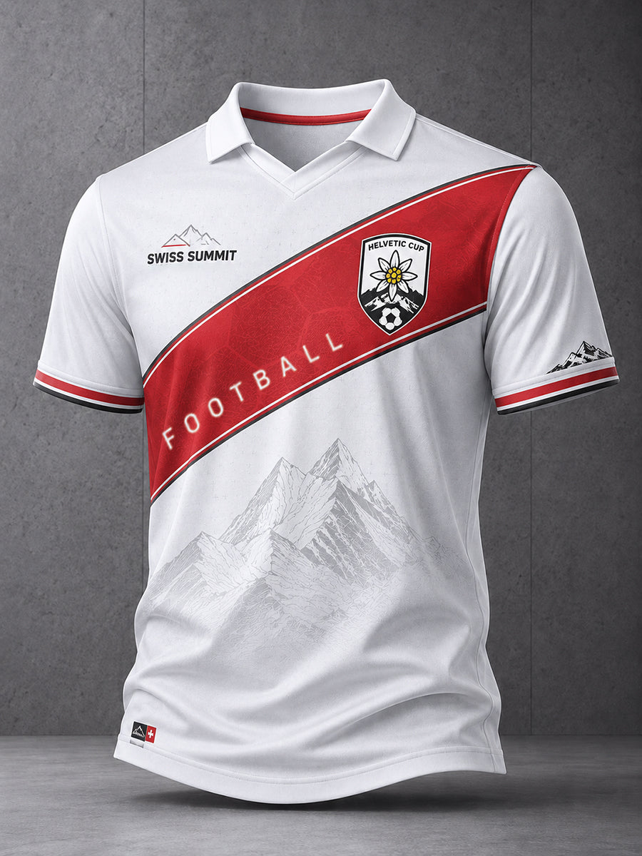 Herren-Poloshirt mit kurzen Ärmeln und Fußballmotiv