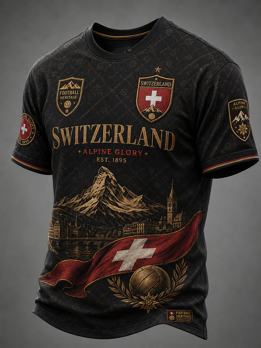 Herren-T-Shirt mit kurzen Ärmeln und Fußball-Print
