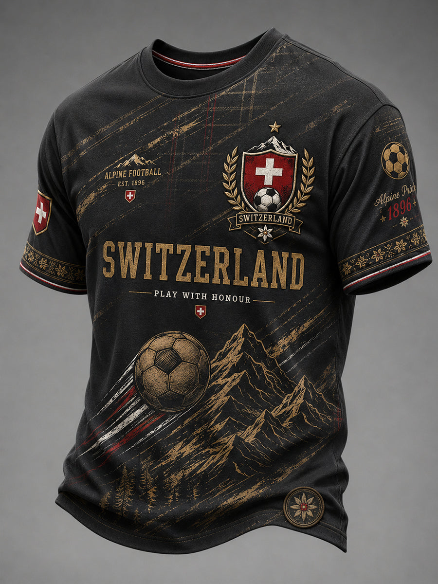 Herren-T-Shirt mit kurzen Ärmeln und Fußball-Print