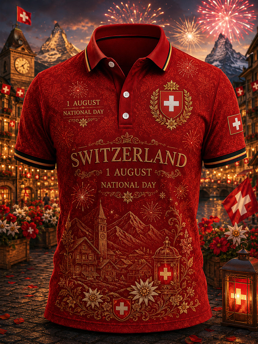 Herren-Poloshirt mit kurzen Ärmeln zum Nationalfeiertag