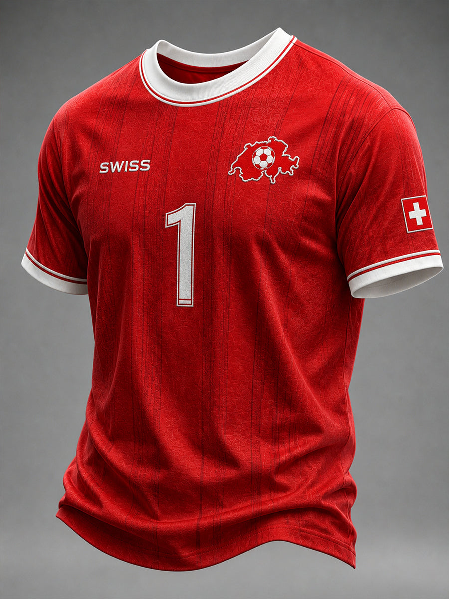 Kurzarm-T-Shirt für Männer mit Fußball druck