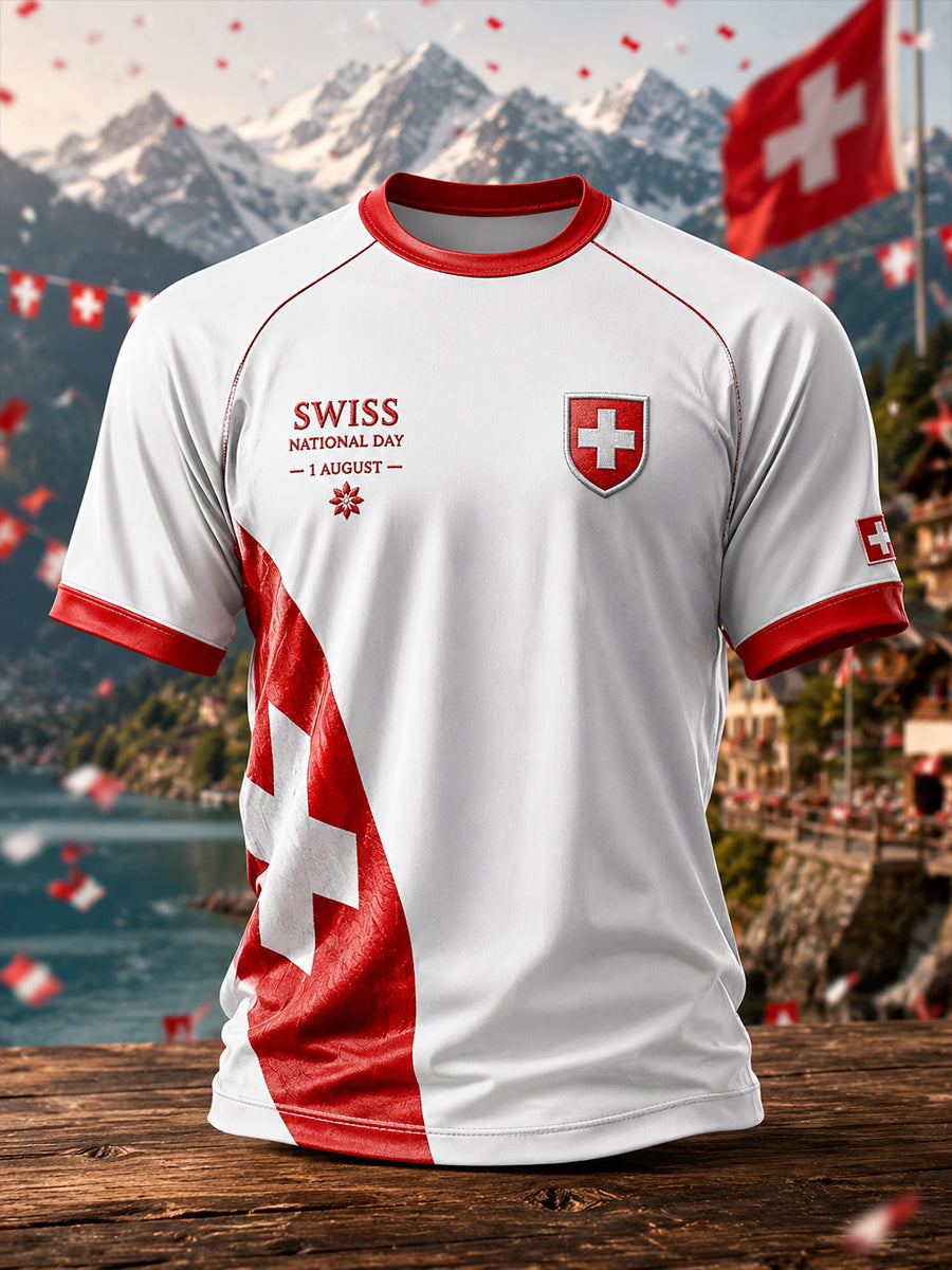 Herren-T-Shirt mit Nationaltag-Graphic-Print, Raglanärmeln und kurzen Ärmeln