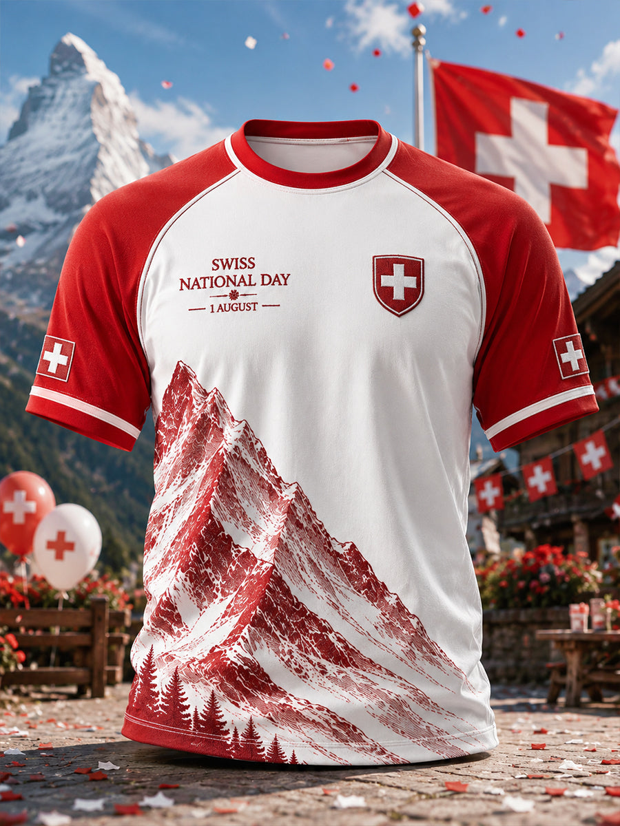 Herren-T-Shirt mit Nationaltag-Graphic-Print, Raglanärmeln und kurzen Ärmeln