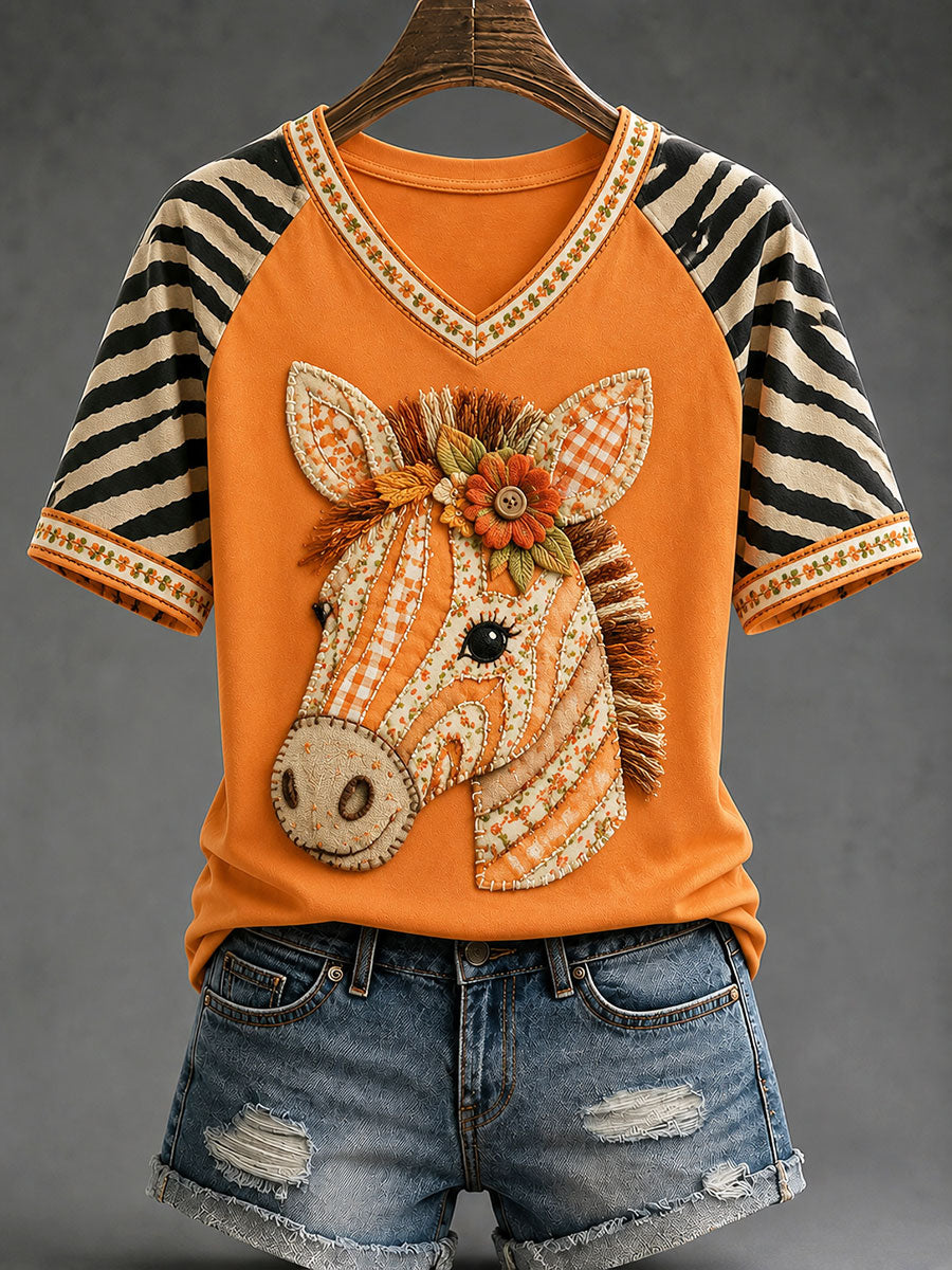 Damen Herbst Zebra Print T-Shirt
