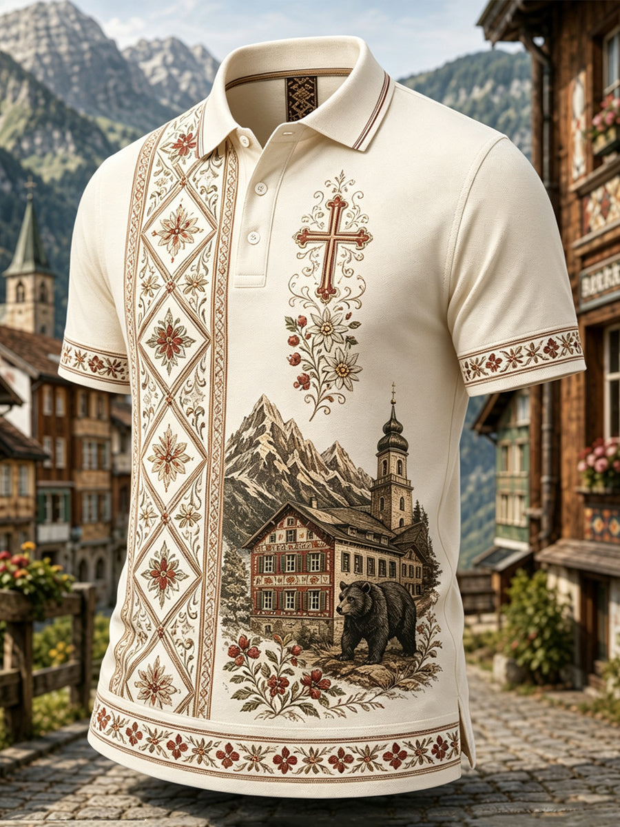 Herren-Appenzell, Schweiz Kulturelles Element Kunstdruck Poloshirt