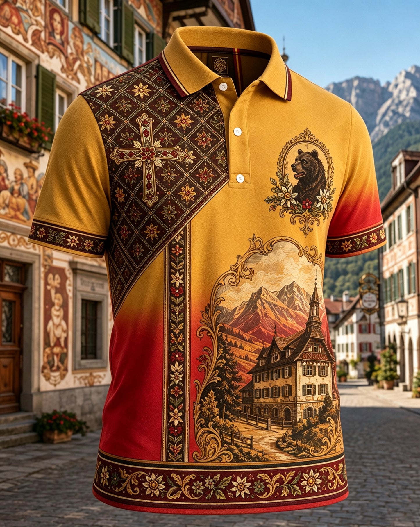 Herren-Appenzell, Schweiz Kulturelles Element Kunstdruck Poloshirt