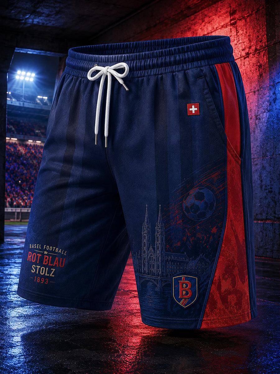 Herren-Sportshorts mit Fußballmuster