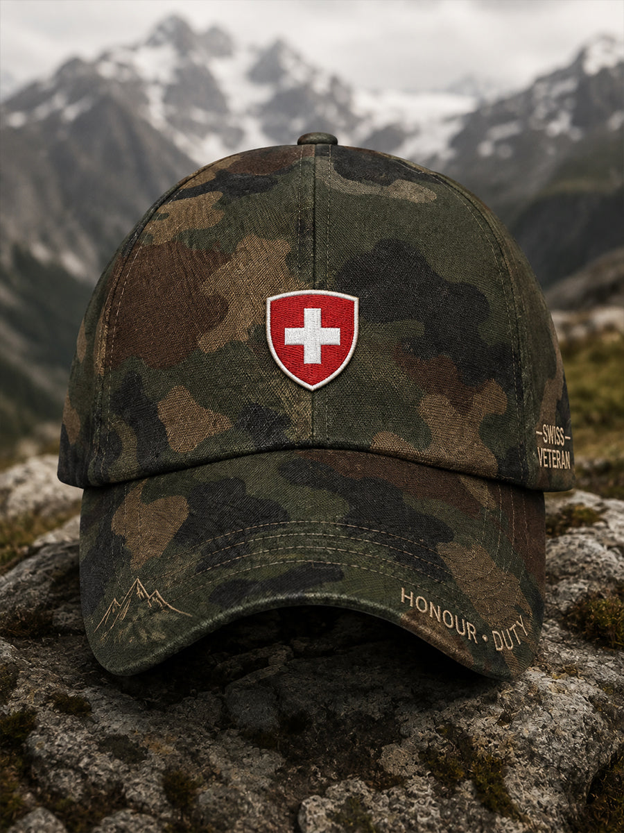 Herrenmütze im Vintage-Stil mit militärinspiriertem Camouflage-Print