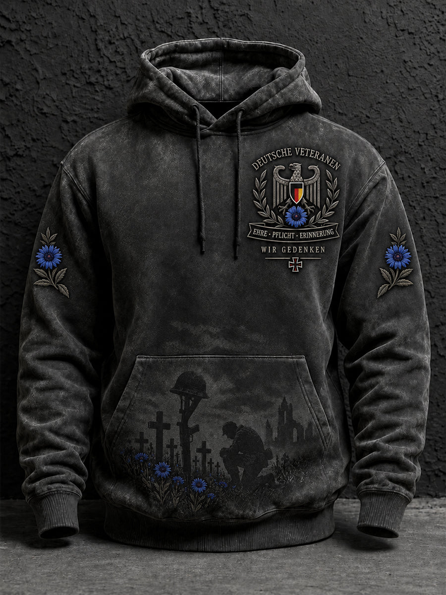 Herren-Kapuzenpullover mit langen Ärmeln und Aufdruck zum Gedenken an Veteranen