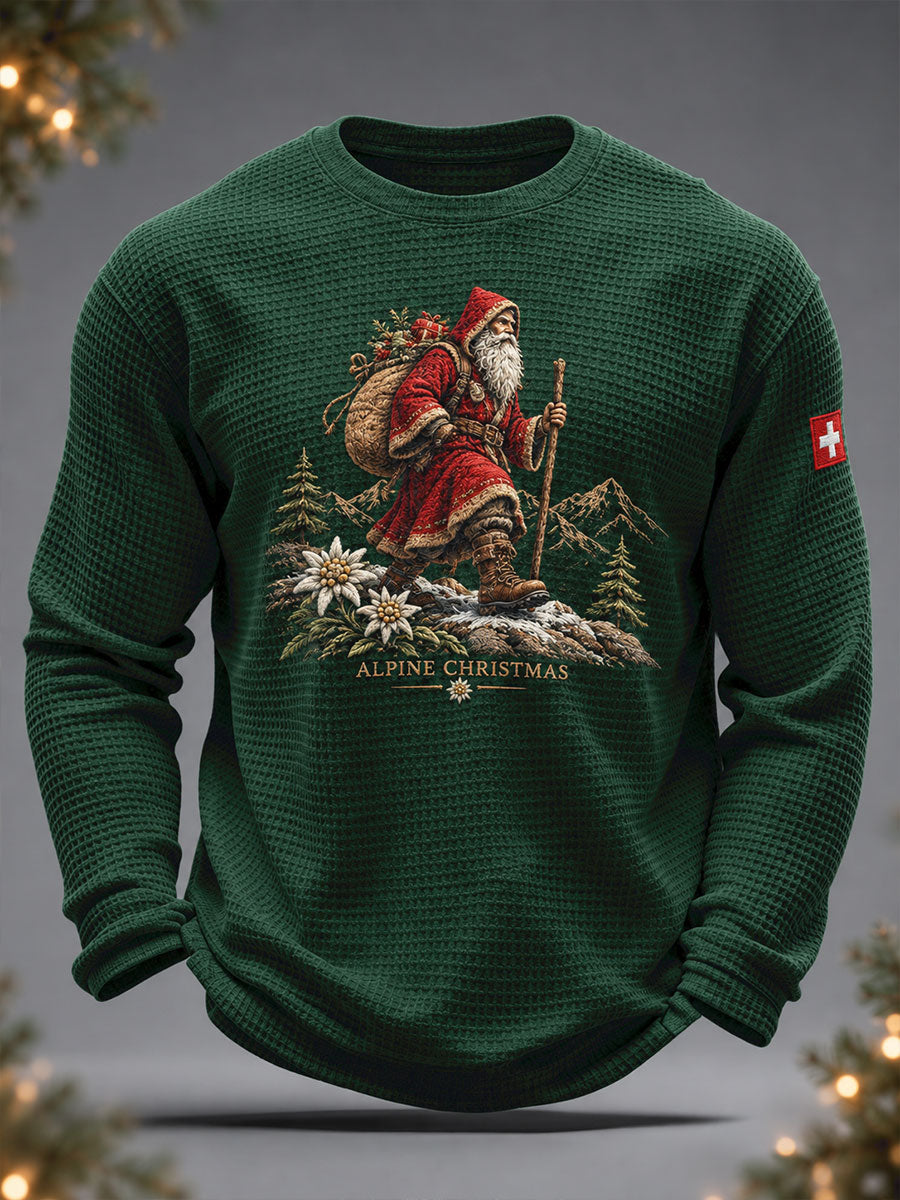 Herren-Sweatshirts mit weihnachtlichem Schweizer Motiv und Waffelstruktur