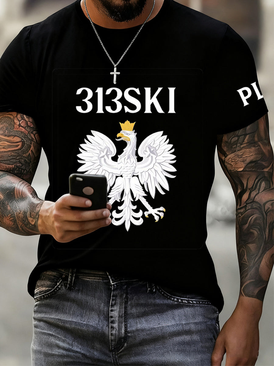 Pánské vintage móda příležitostné posádky krku krátký rukáv