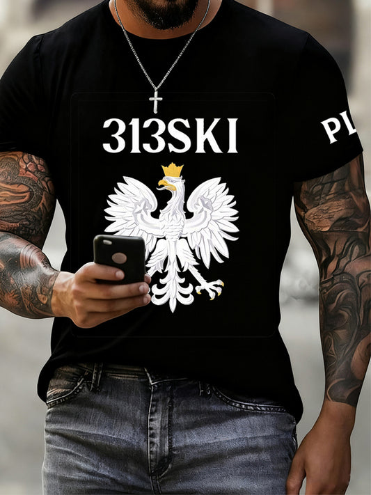 Pánské vintage móda příležitostné posádky krku krátký rukáv