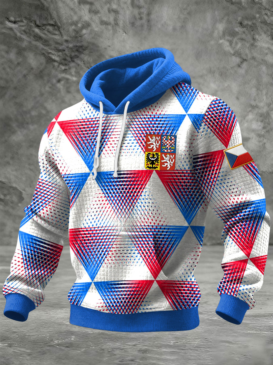 Retro česká embléma barevná geometrická mikina