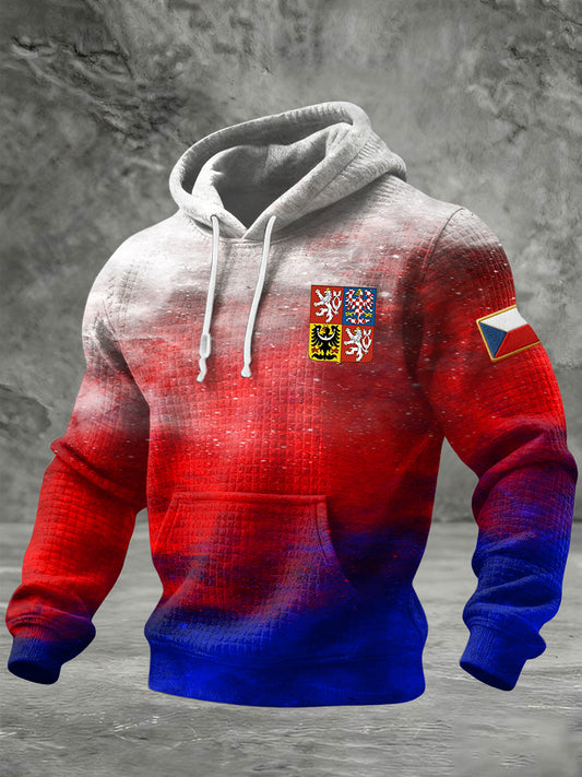 Retro barvavyblednout česká emblem hoodie