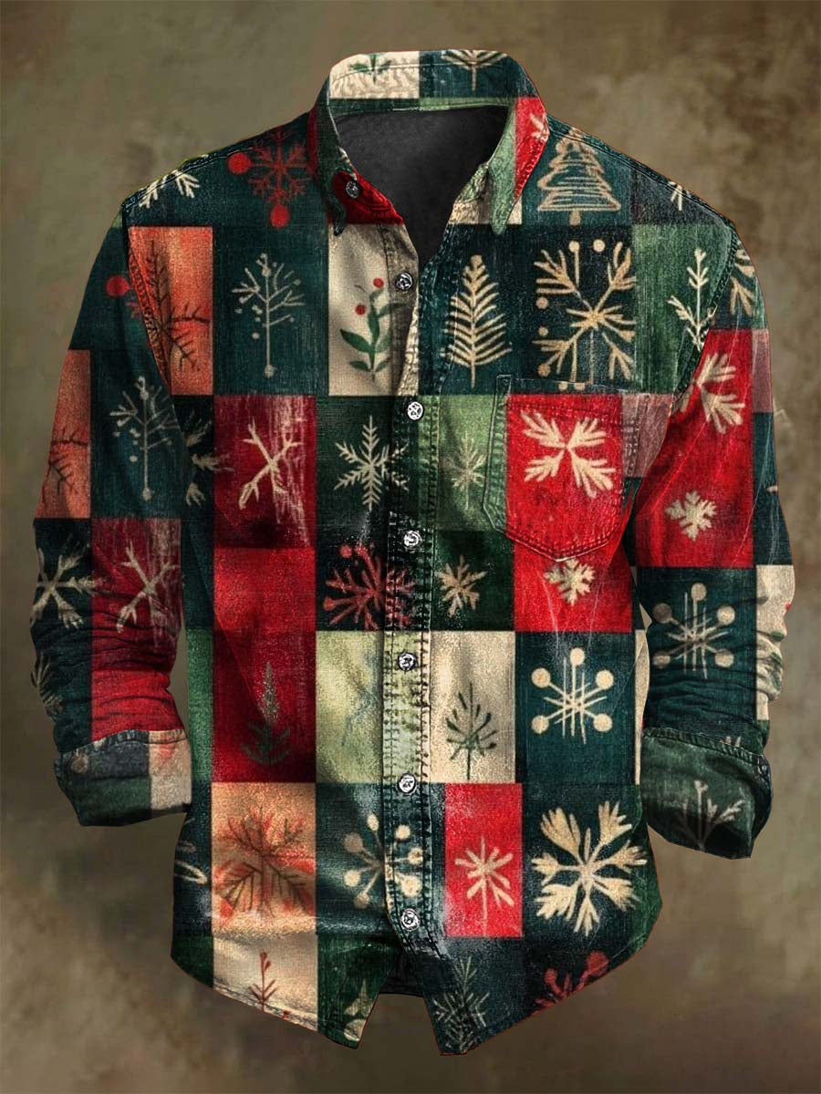 Ročník koberec tisk vánoční neformální tričko s dlouhým rukávem