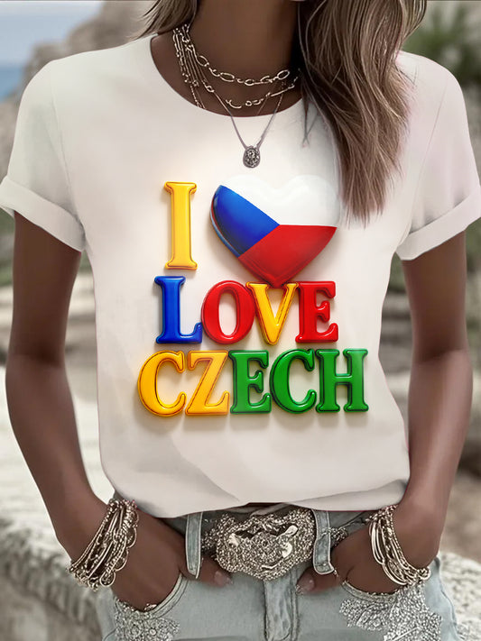 Dámské tričko s krátkými rukávy barevné i love czech' design