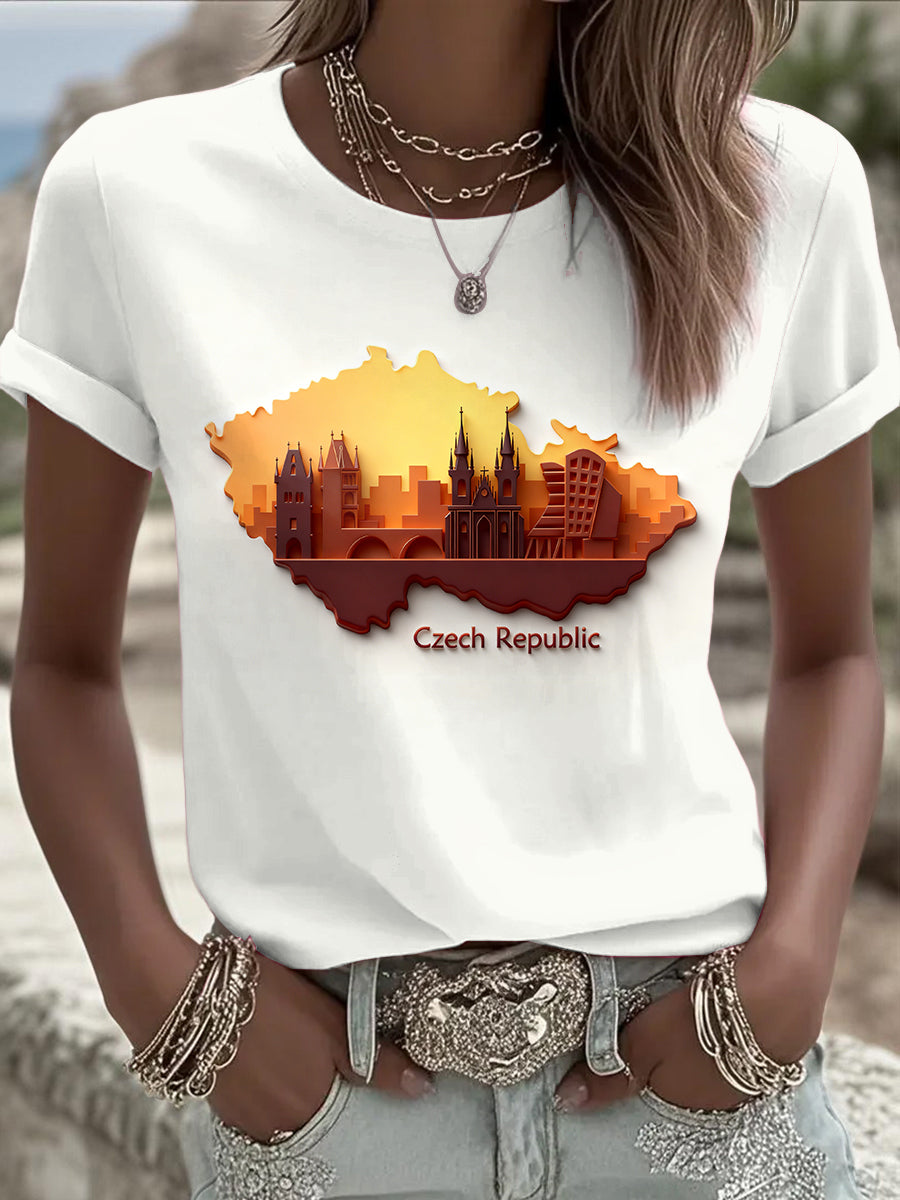 Dámské tshirt s krátkými rukávy czech design mapy
