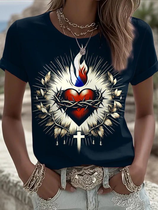 Dámské krátké rukávy srdcevzor české vlajky design