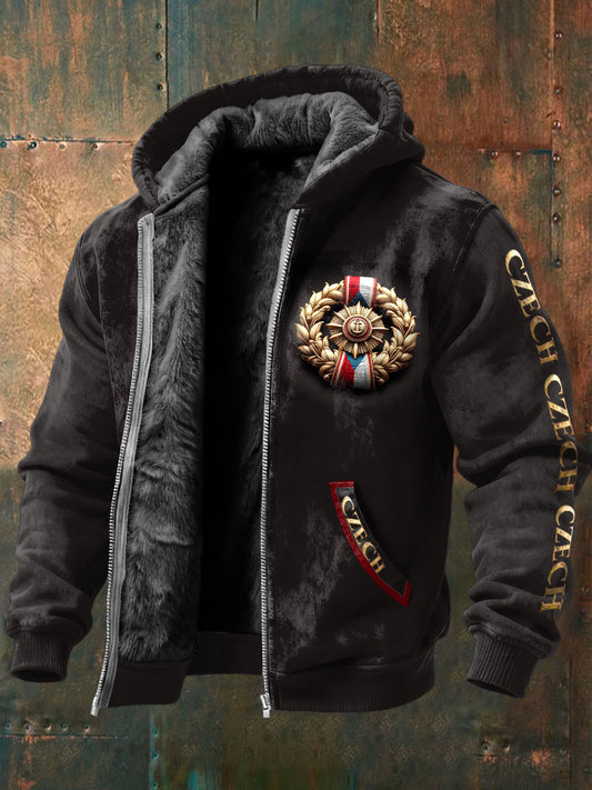 Pánské české vlajky design fleecelined jacket