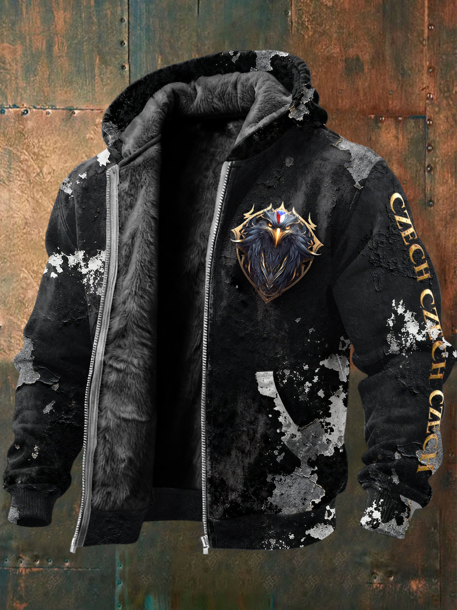 Pánské czech eagle print fleecelined jacket