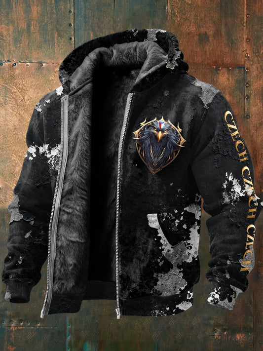 Pánské czech eagle print fleecelined jacket