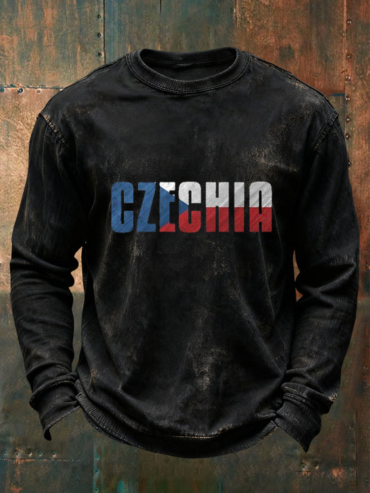 Retro česká vlajka dopis vytisknout neformální pulóver