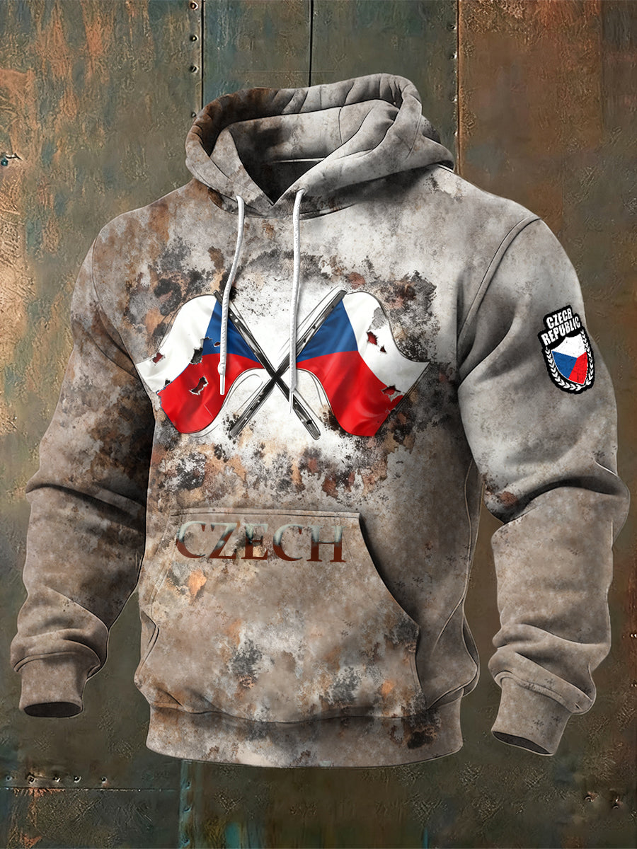 Pánské vintage styl czech flag sweatshirt