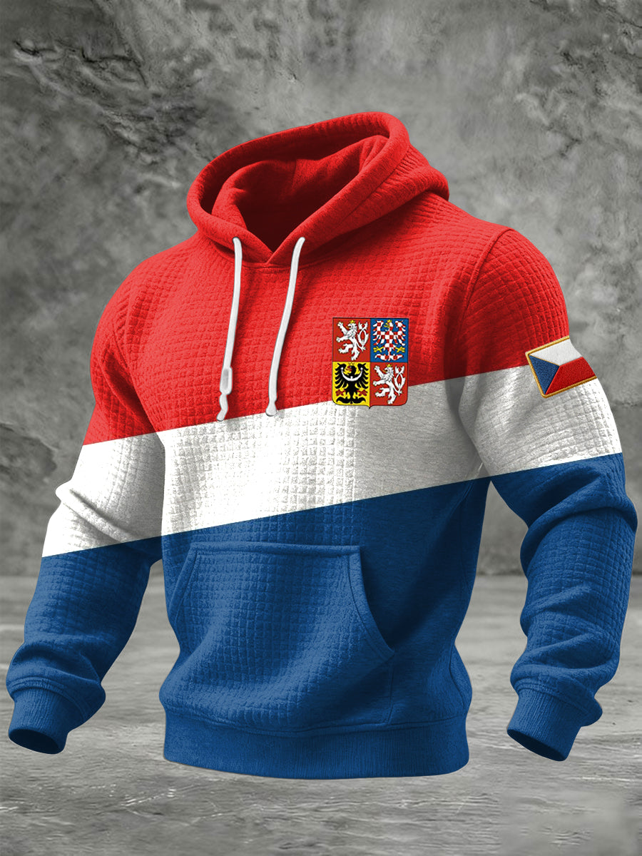 Retro czech emblem geometric casual hoodie