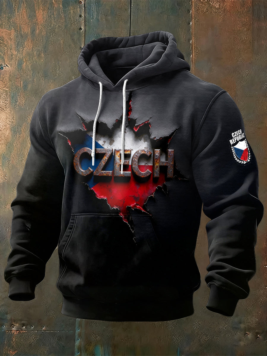 Men creative czech flag print sweatshirt