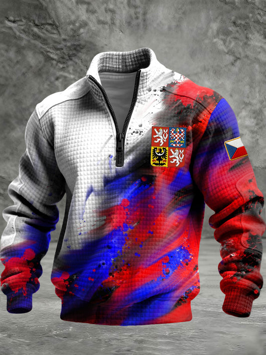 Retro česká vlajka abstraktní graffiti zipper hoodie