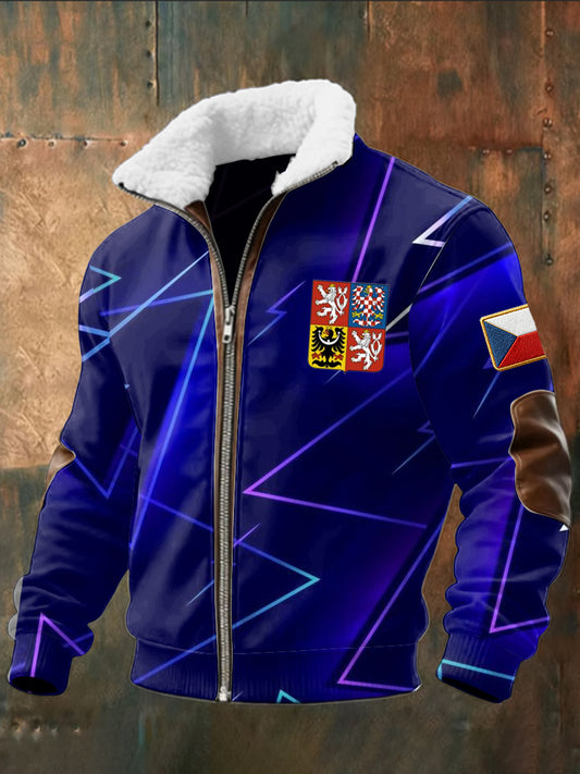 Retro abstraktní linie český znak zips bunda