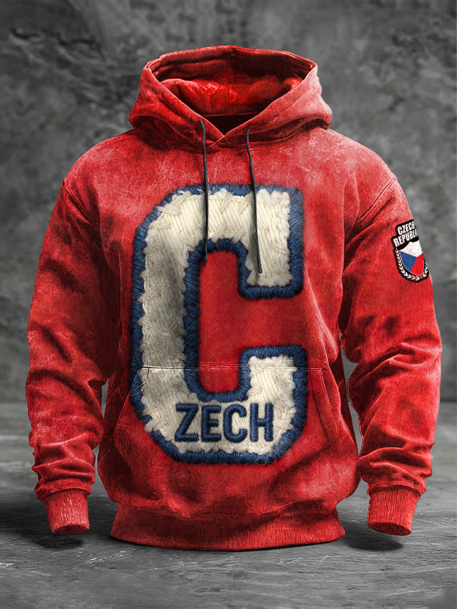 Pánská česká cčervená mikina s tištěnou tištěnou
